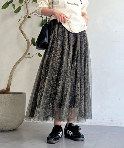 佩斯利圖案薄紗半身裙