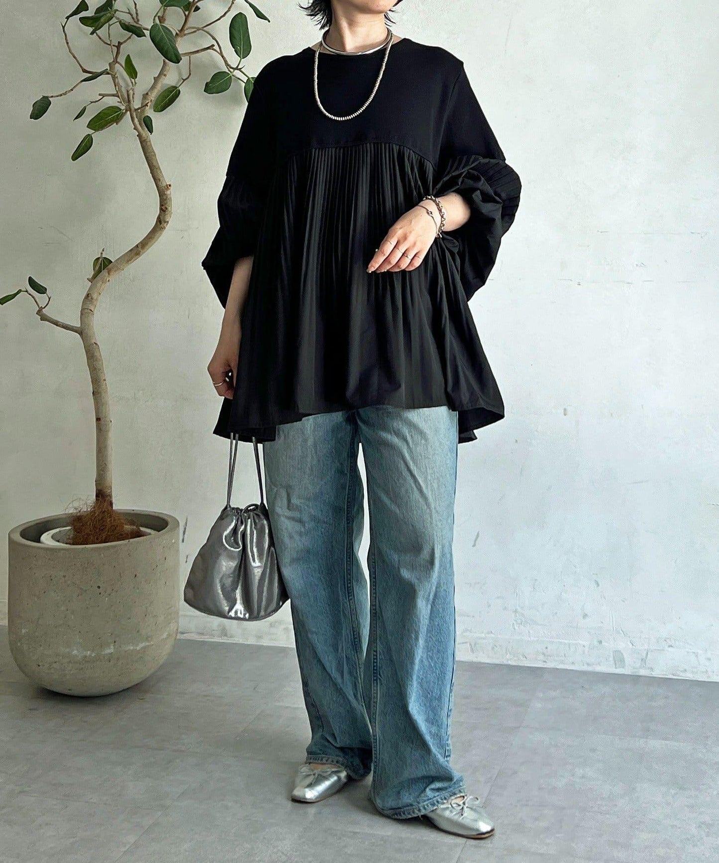 襯衫拼接針織套頭衫