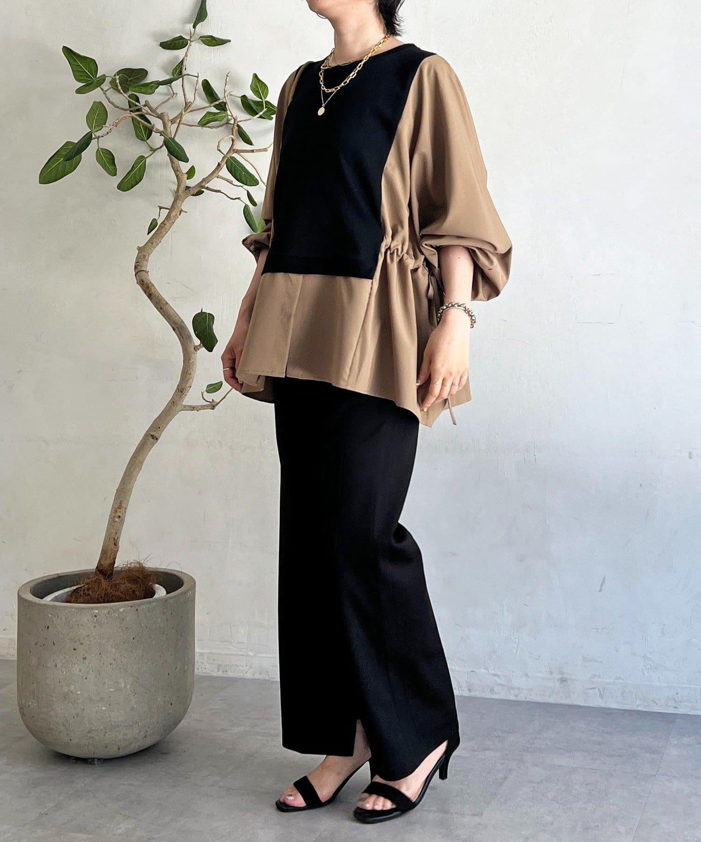 長袖拼接套頭衫