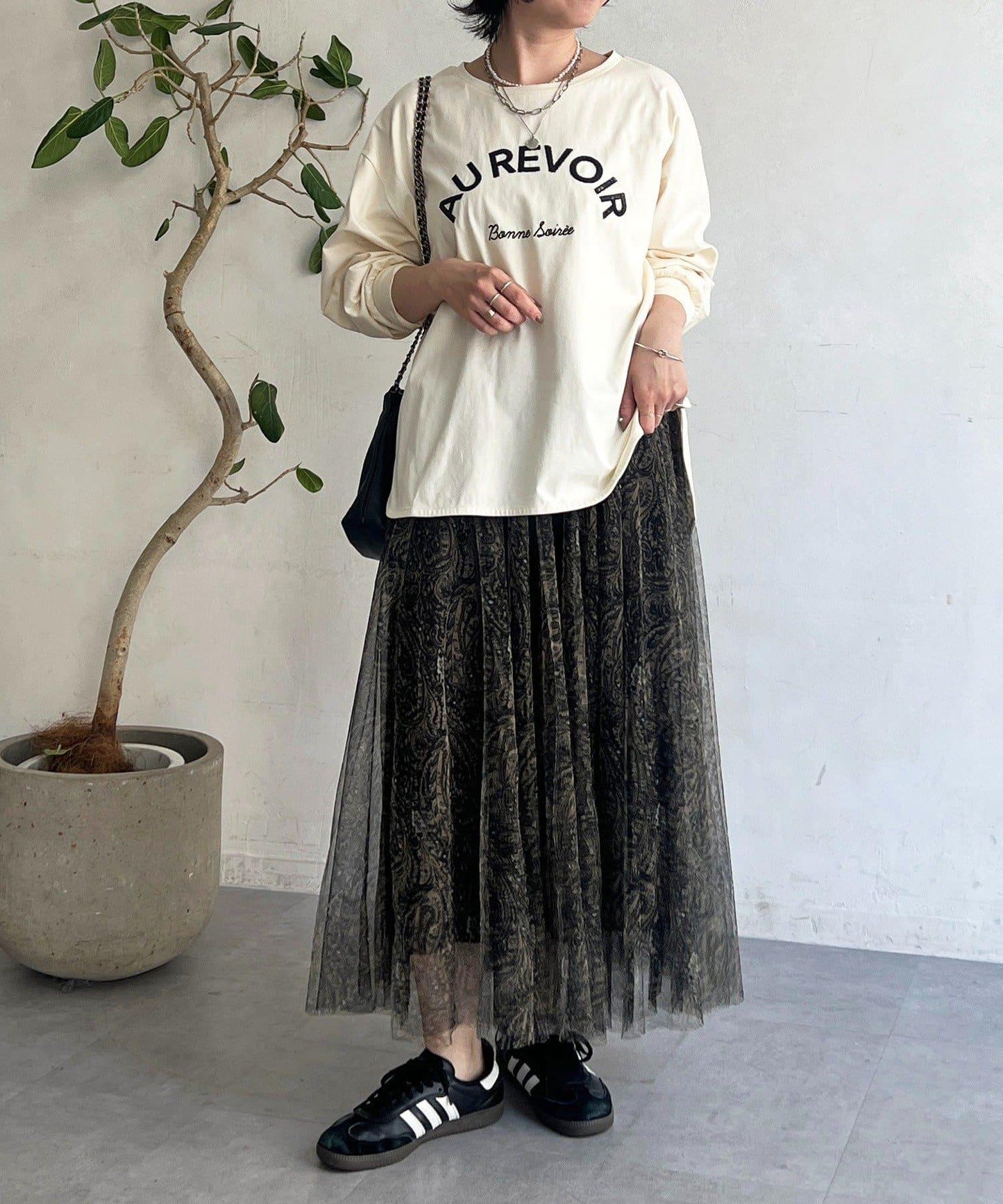 佩斯利圖案薄紗半身裙