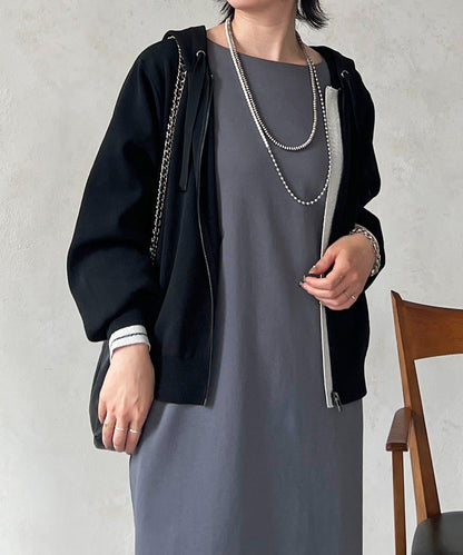 輕量配色亮片線條連帽衫