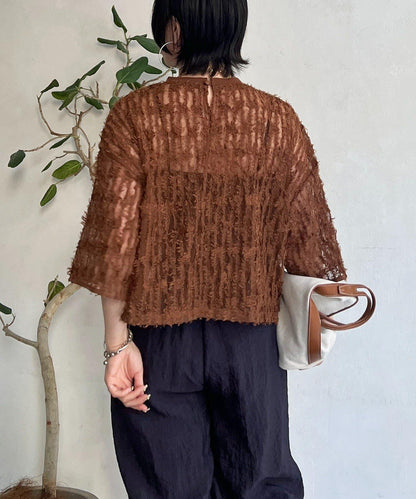 透視流蘇套頭衫