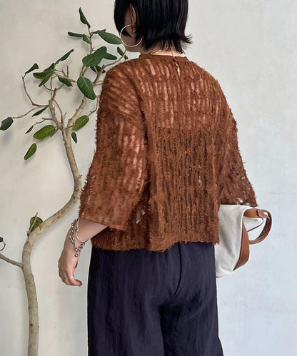 透視流蘇套頭衫