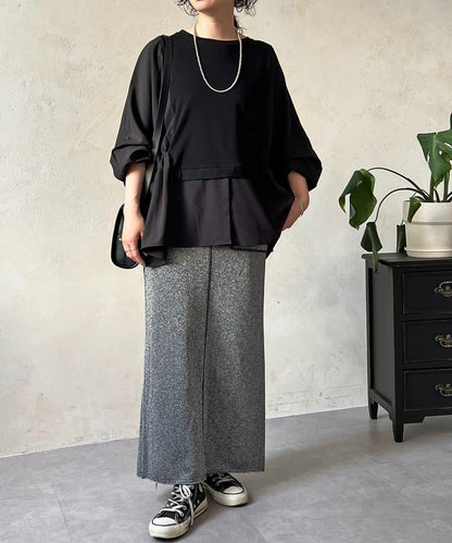 長袖拼接套頭衫