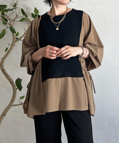 長袖拼接套頭衫