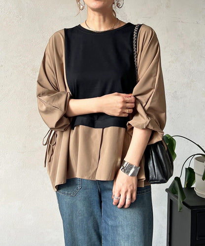 長袖拼接套頭衫