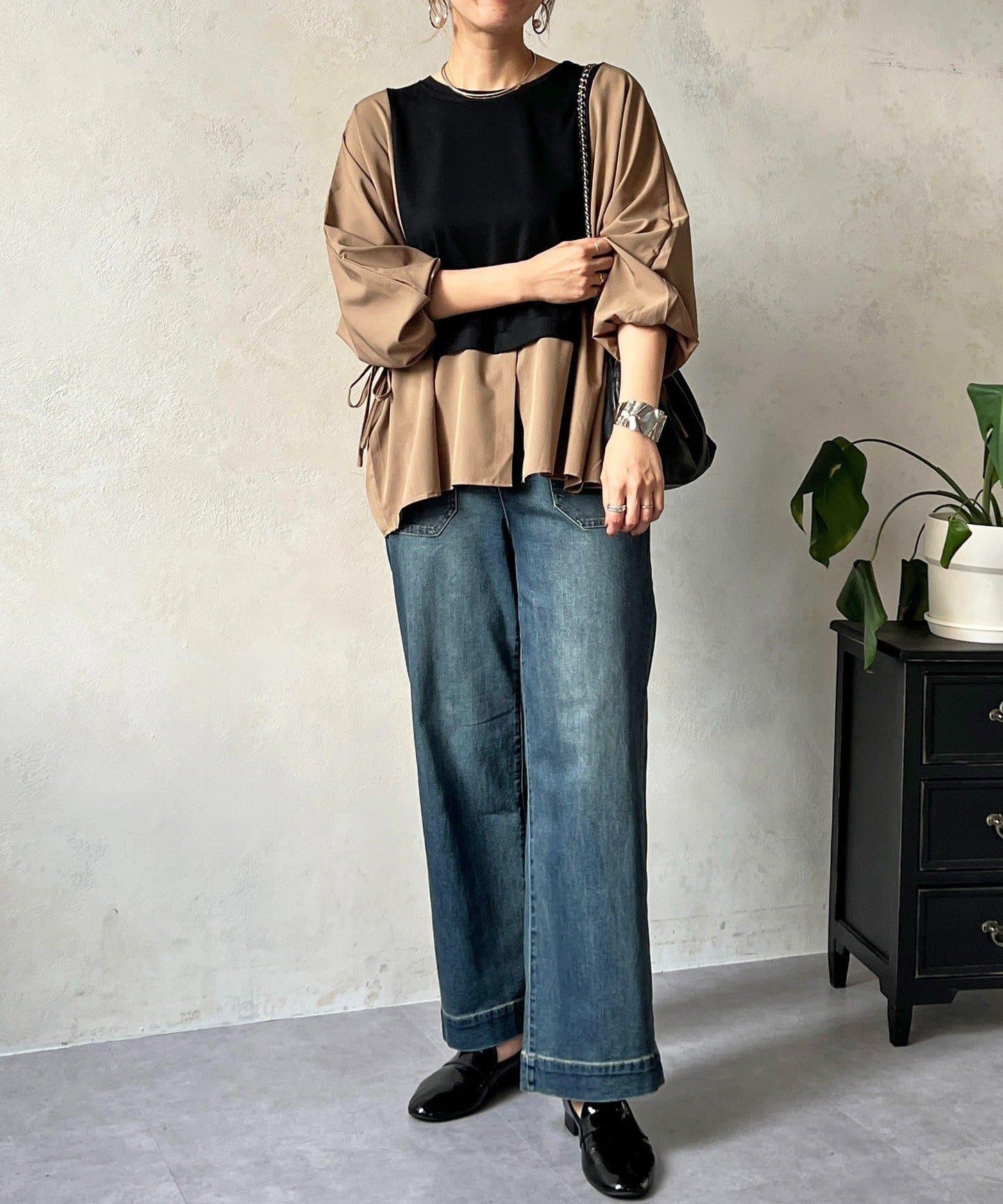 長袖拼接套頭衫