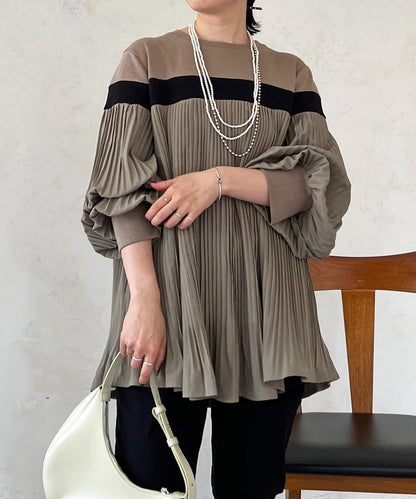 剪裁褶皺套頭衫