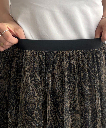 佩斯利圖案薄紗半身裙