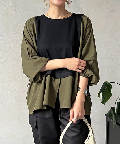 長袖拼接套頭衫