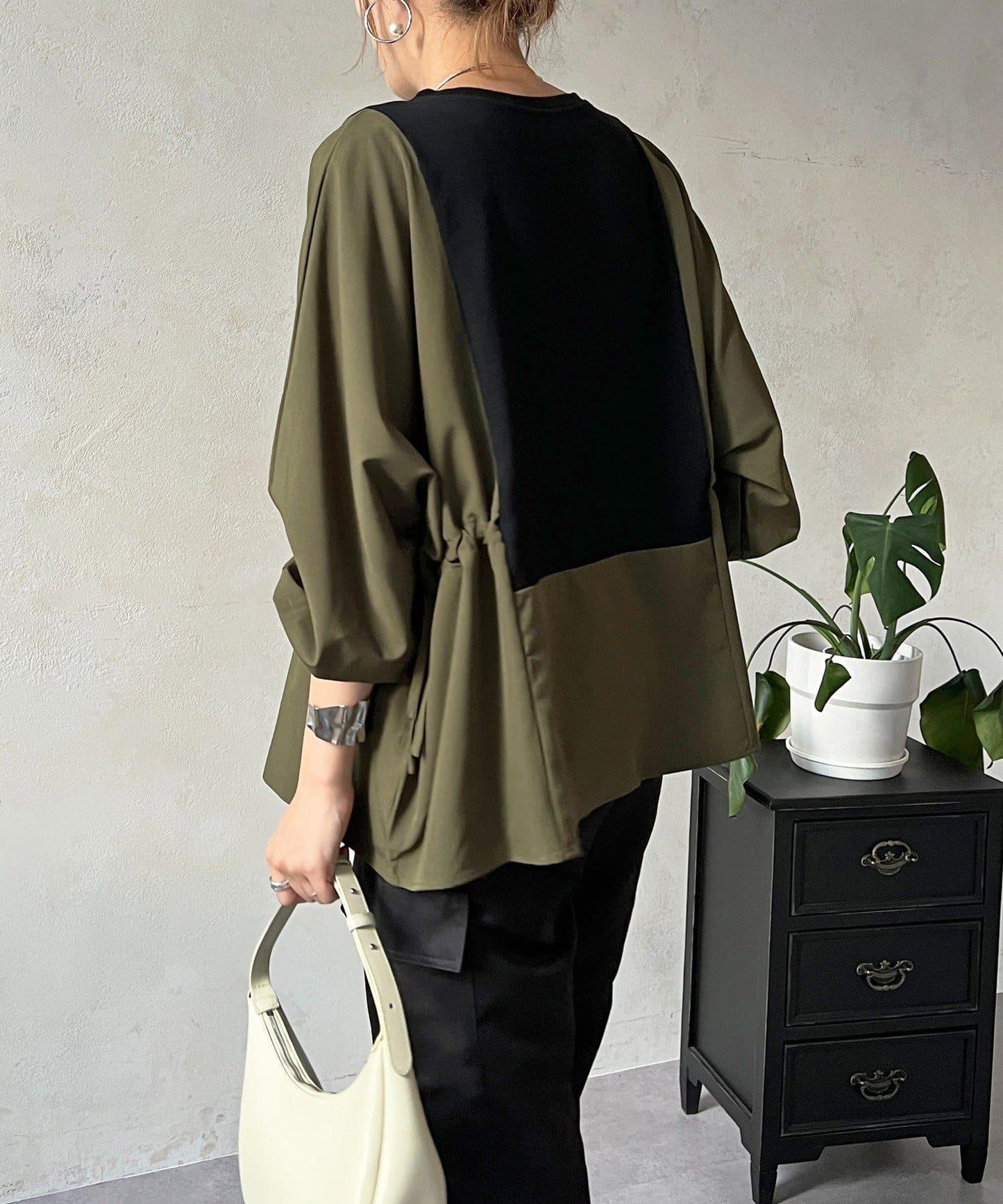 長袖拼接套頭衫