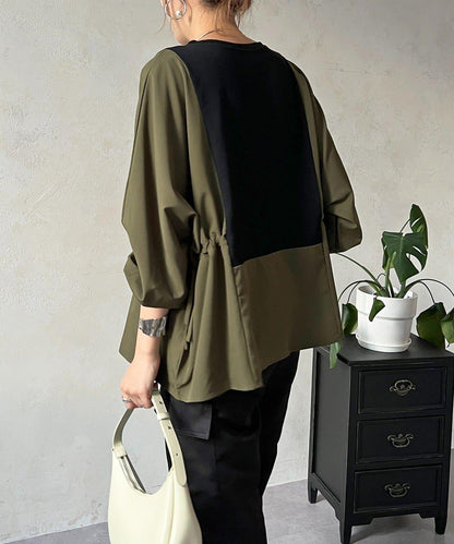 長袖拼接套頭衫