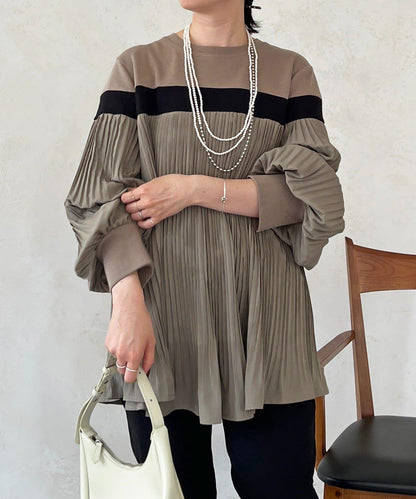 剪裁褶皺套頭衫