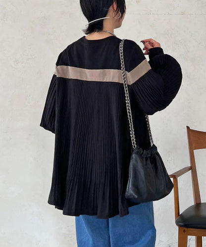 剪裁褶皺套頭衫