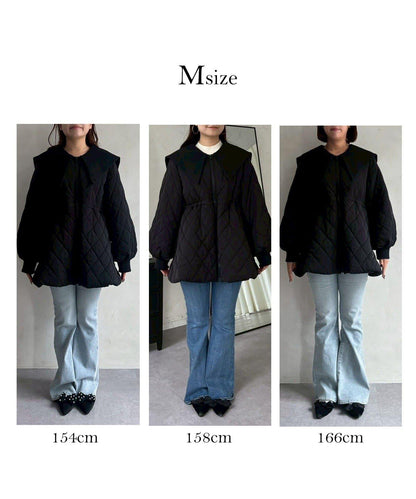 大翻領絎縫荷葉邊短外套