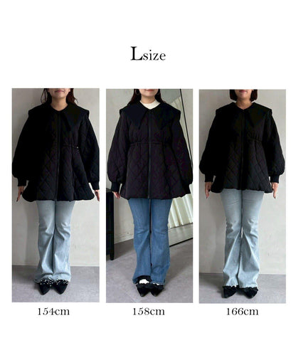 大翻領絎縫荷葉邊短外套