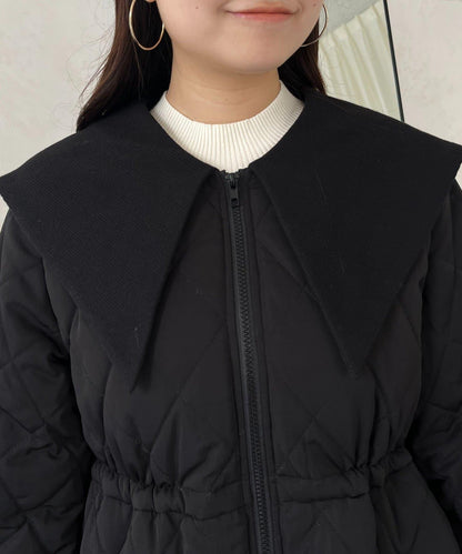 大翻領絎縫荷葉邊短外套