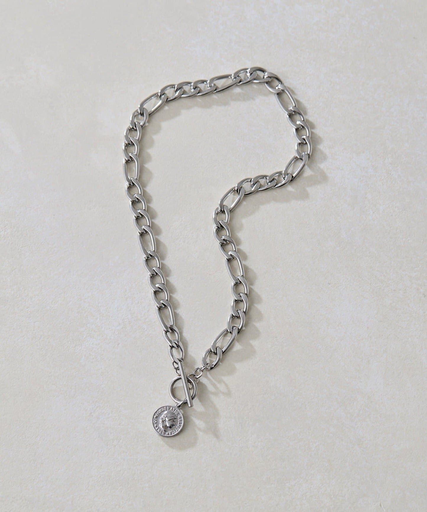 金屬過敏適用/不鏽鋼 帶硬幣吊墜菲加羅鏈項鍊