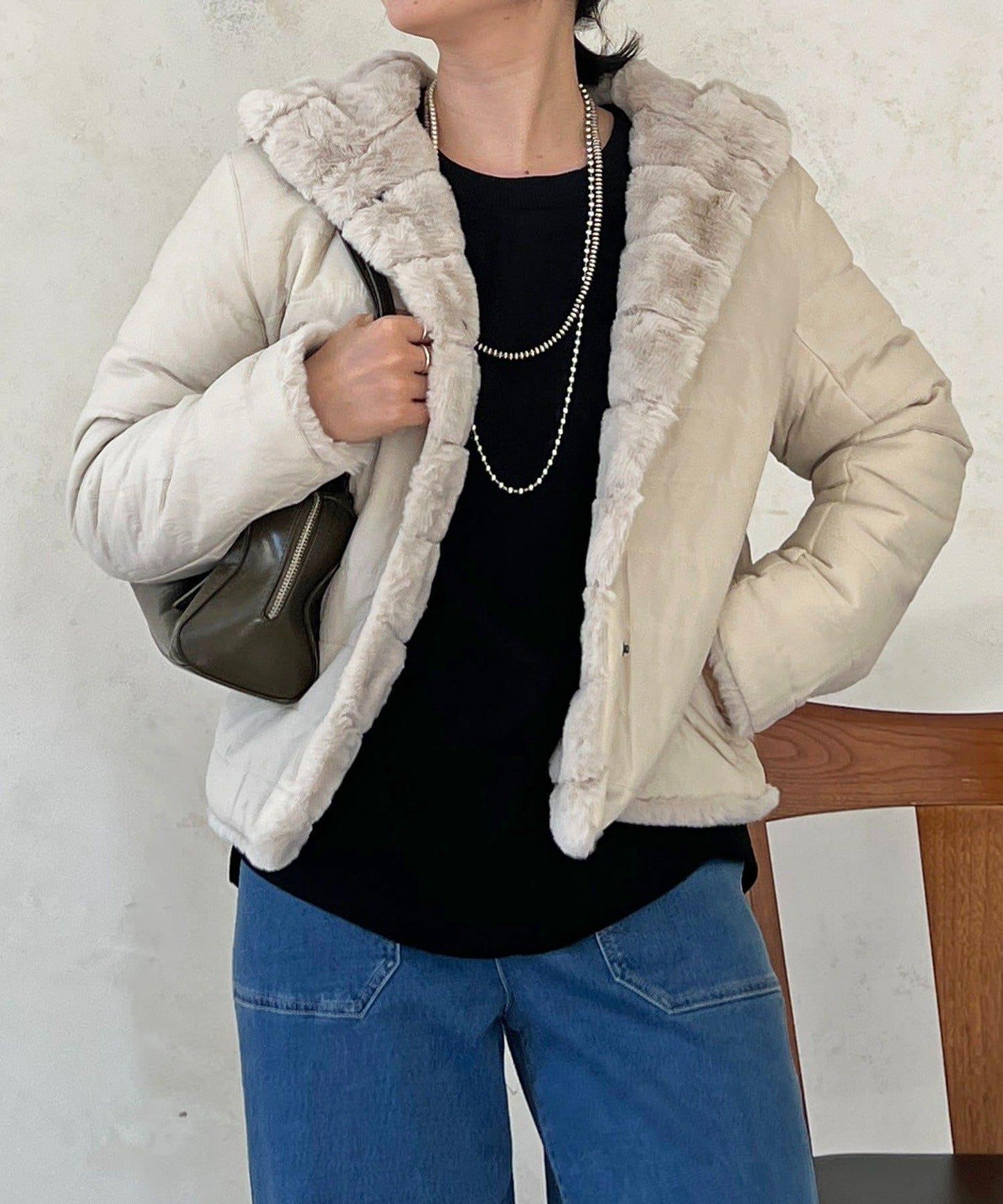 可雙面穿仿皮草夾克