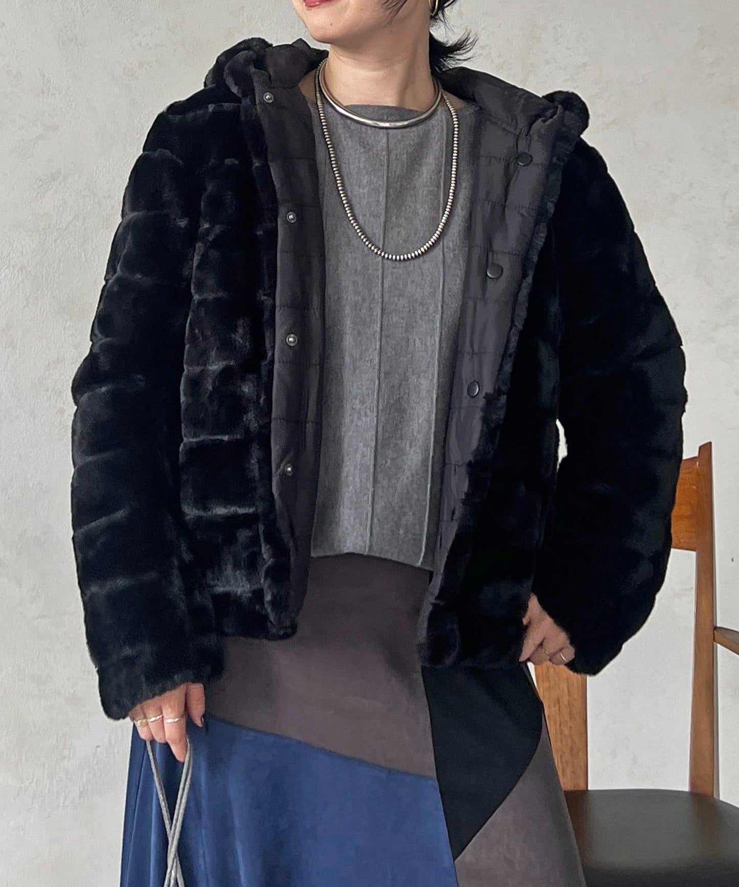 可雙面穿仿皮草夾克