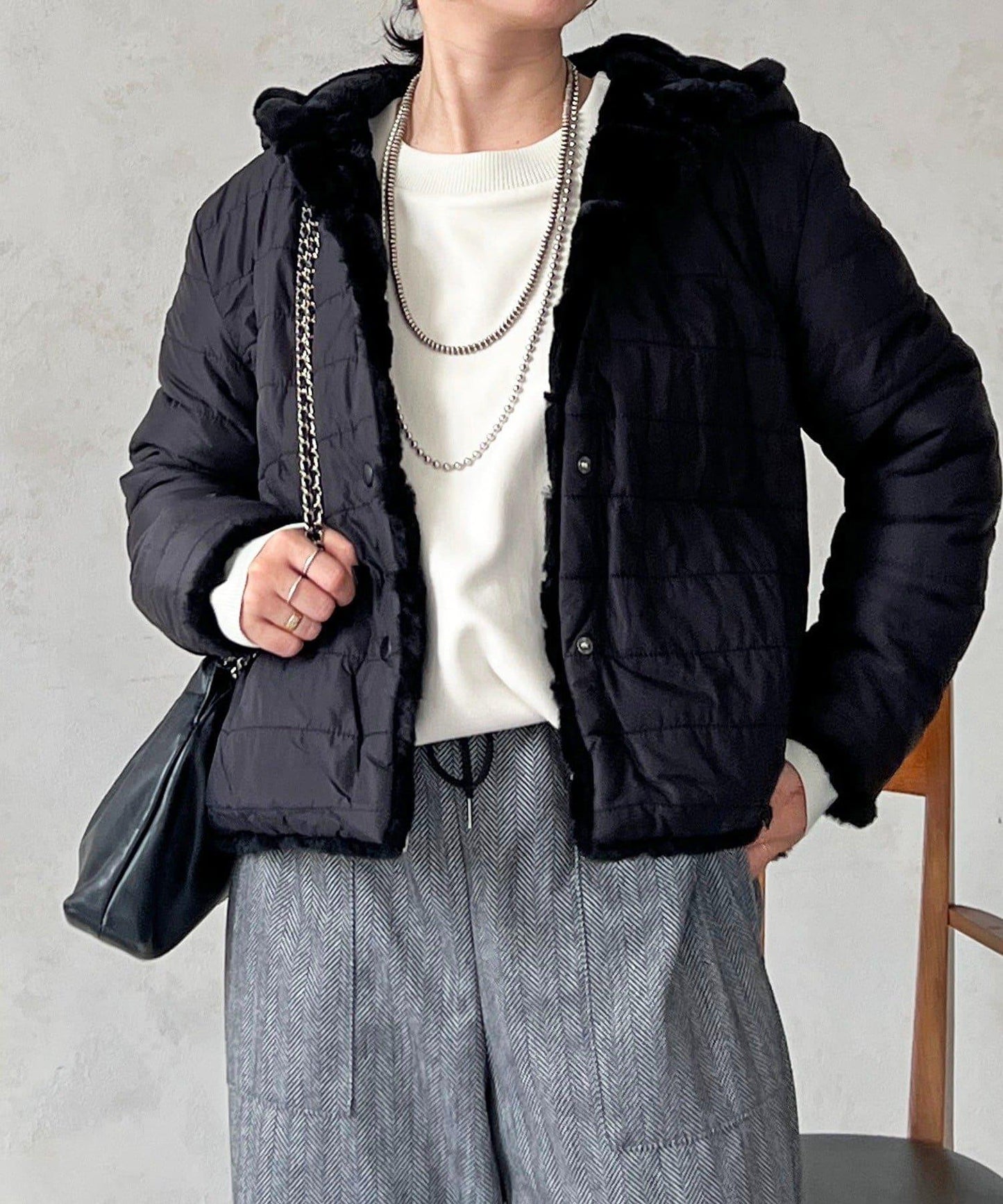 可雙面穿仿皮草夾克