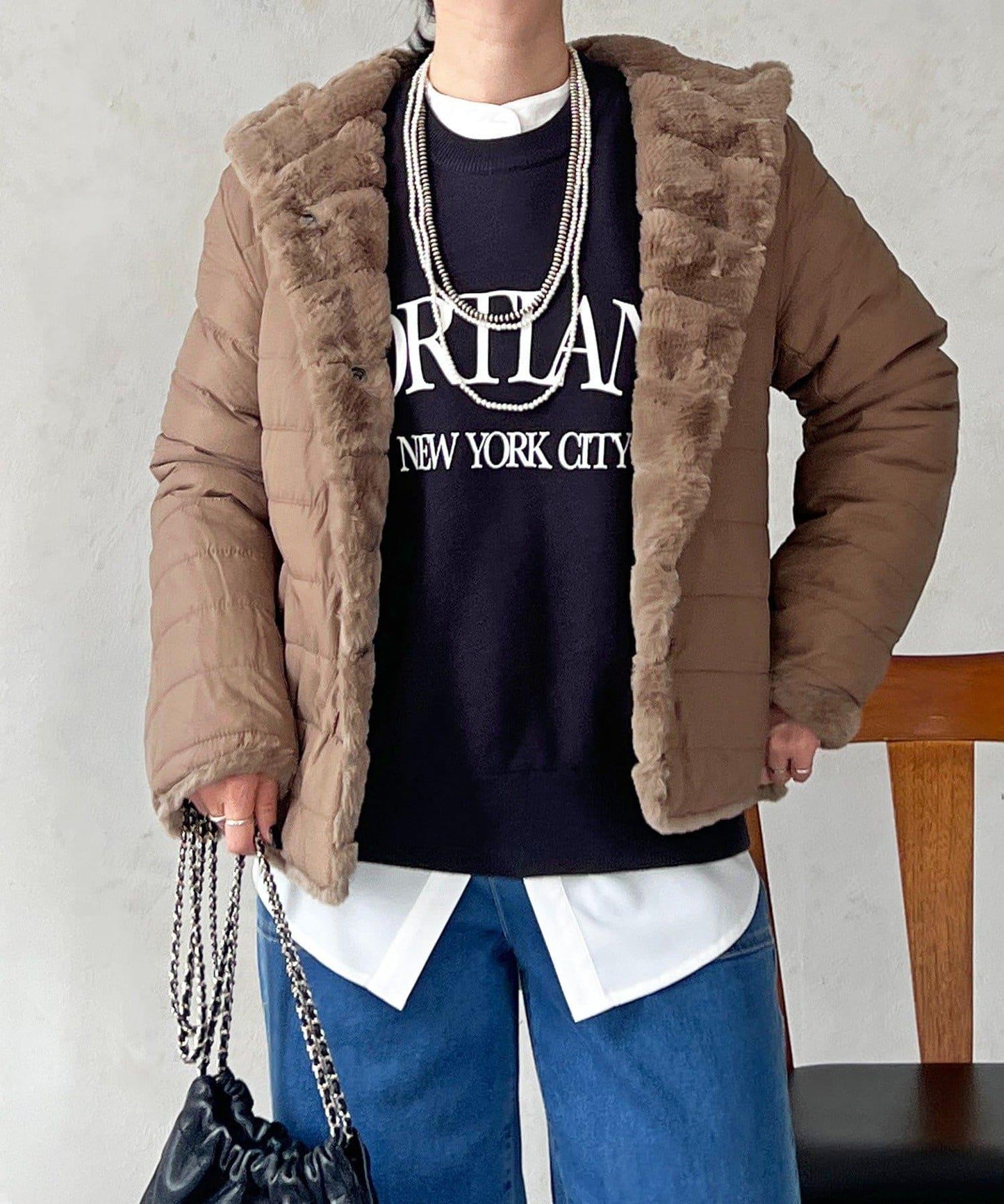 可雙面穿仿皮草夾克