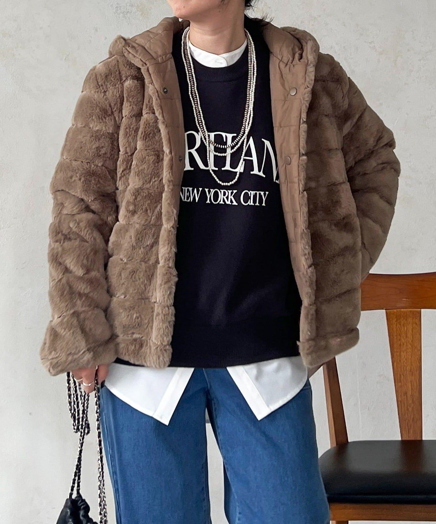 可雙面穿仿皮草夾克