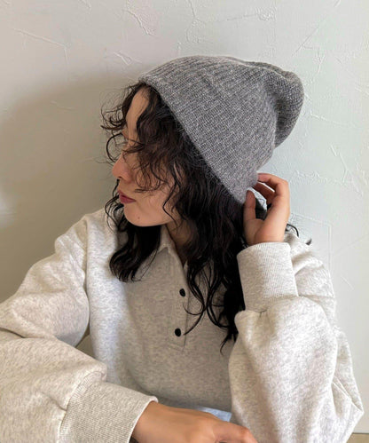 安哥拉羊毛混紡羅紋針織帽