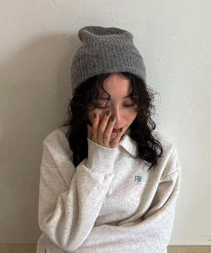 安哥拉羊毛混紡羅紋針織帽