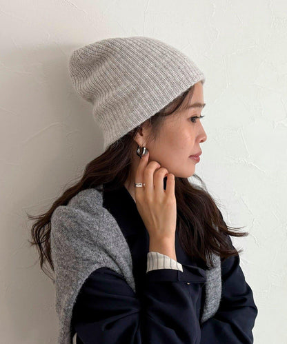 安哥拉羊毛混紡羅紋針織帽