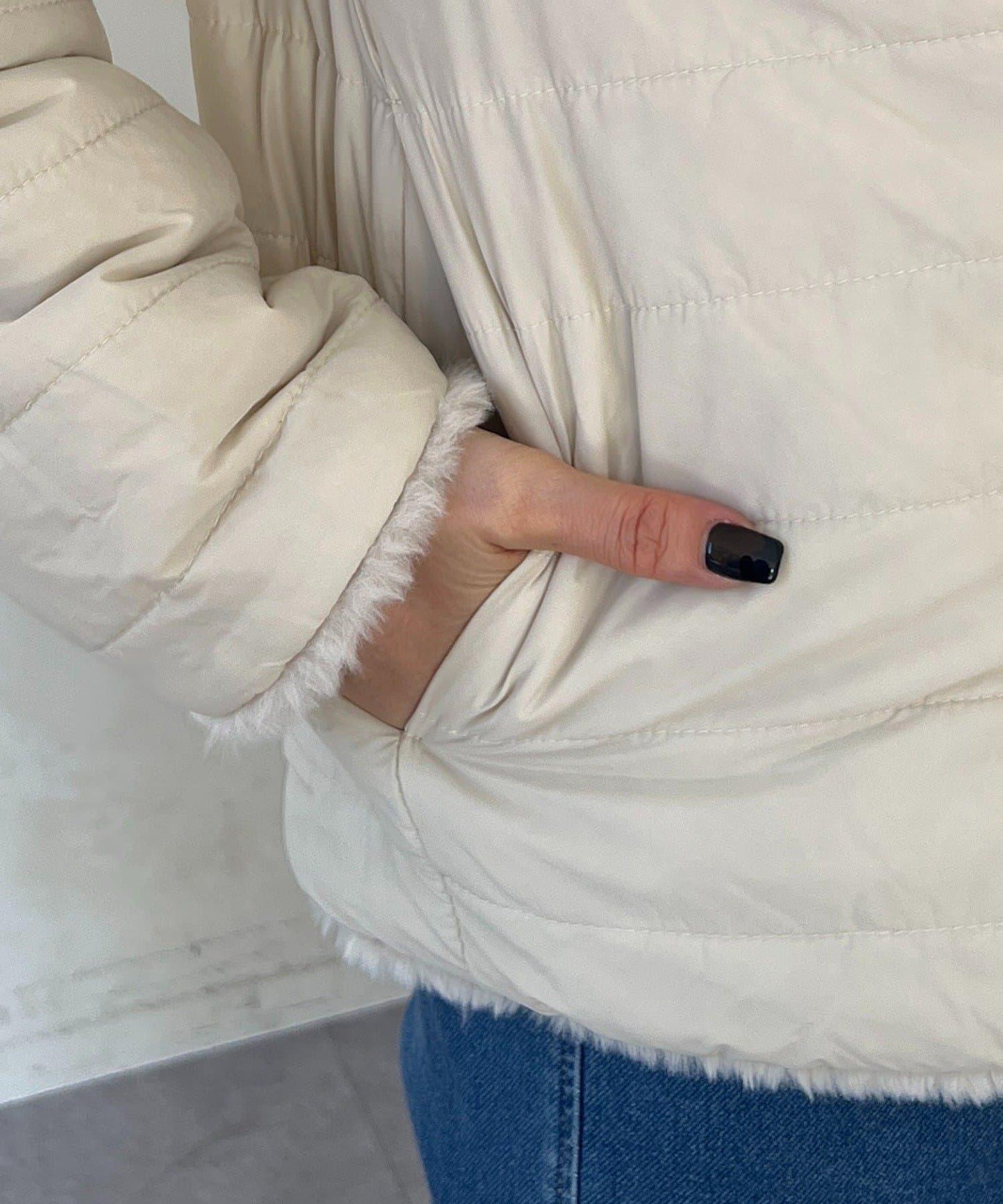 可雙面穿仿皮草夾克