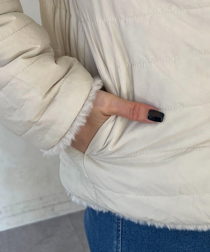 可雙面穿仿皮草夾克