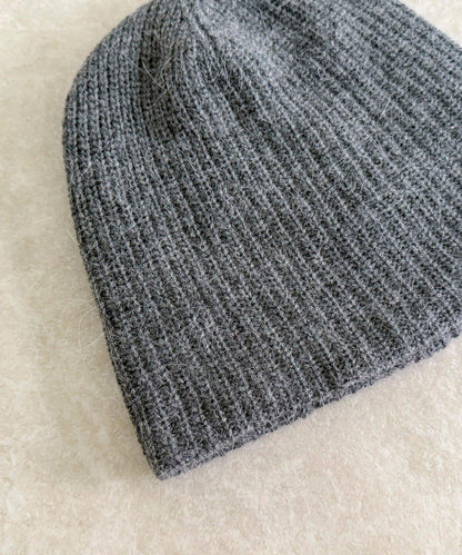 安哥拉羊毛混紡羅紋針織帽
