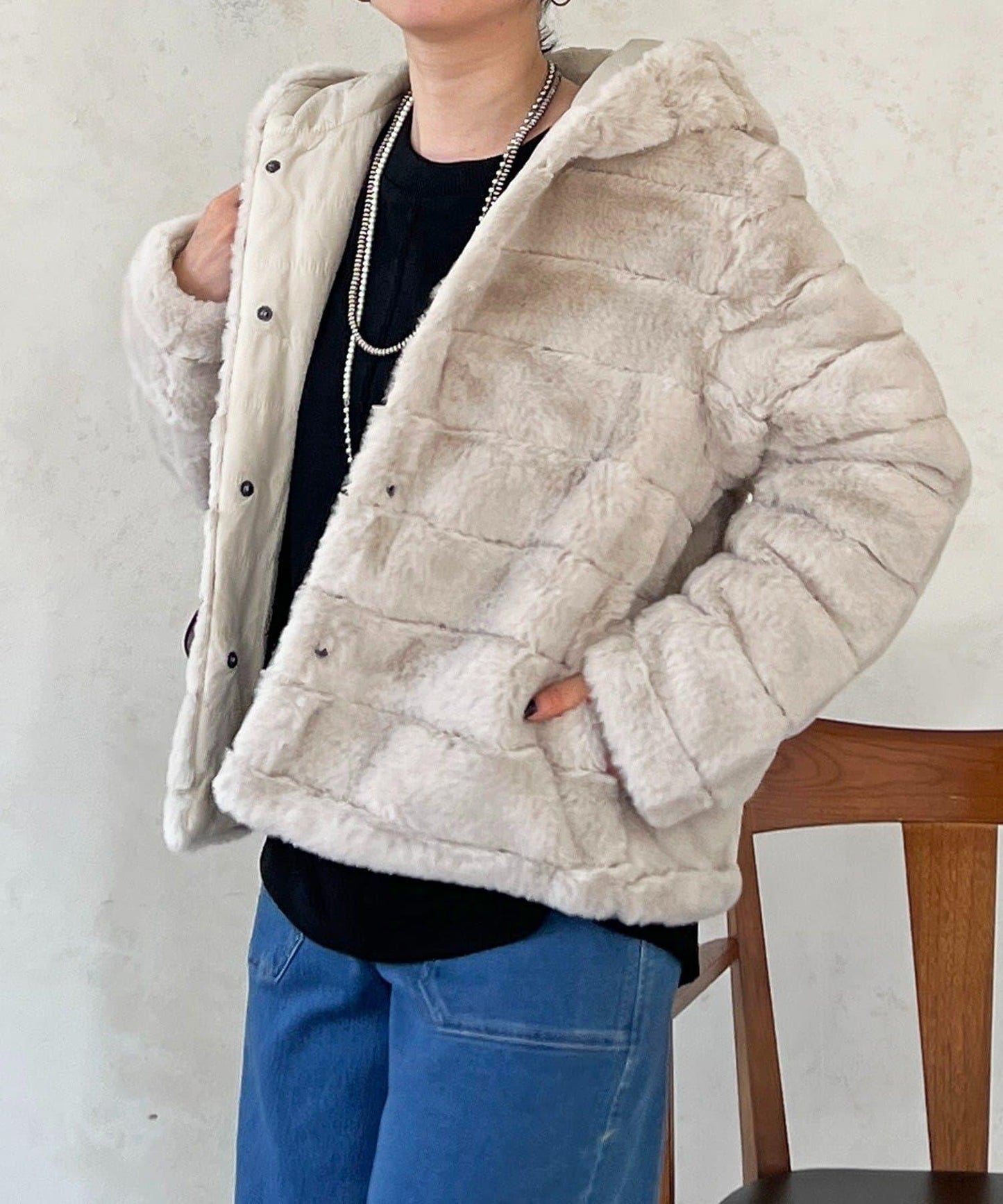 可雙面穿仿皮草夾克