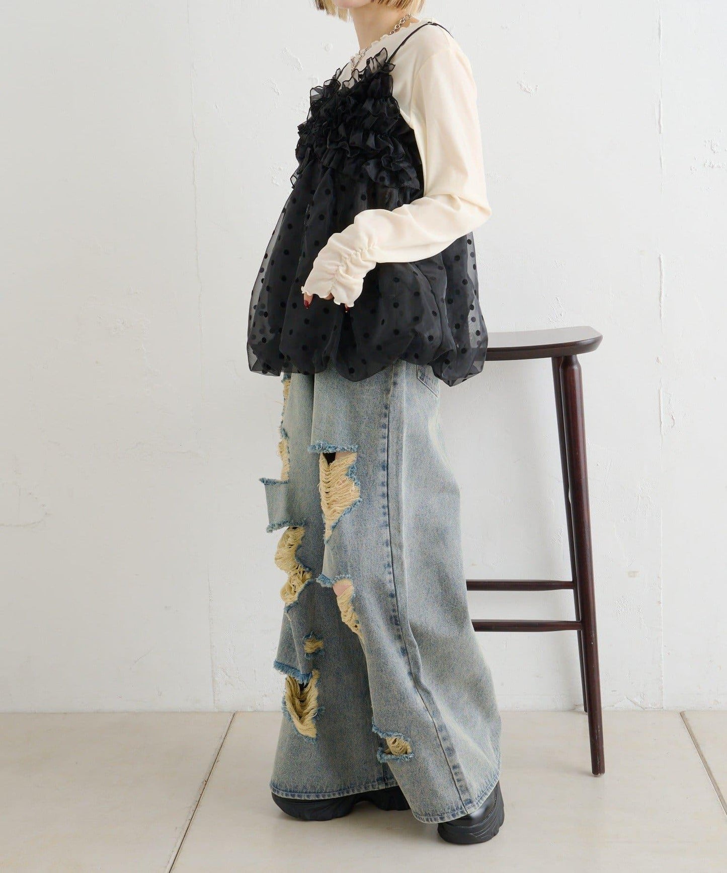 【w closet】破洞做舊牛仔褲