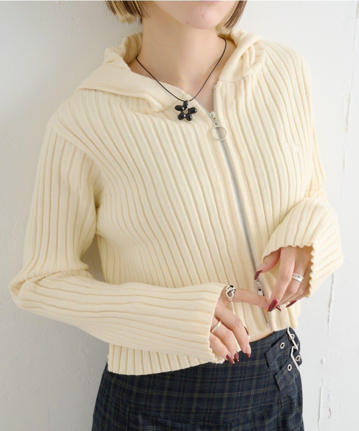 【w closet】WZIP連帽針織衫