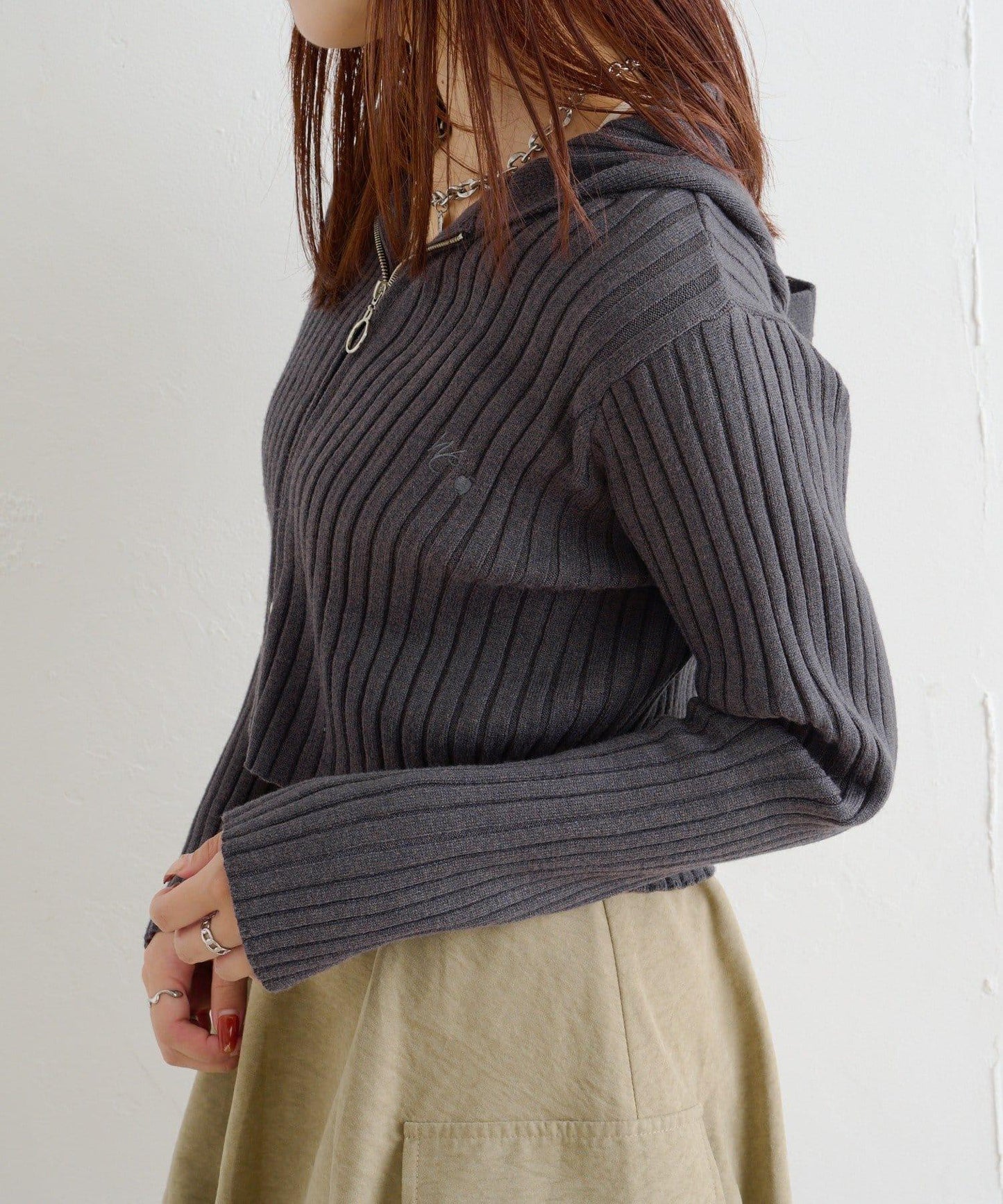 【w closet】WZIP連帽針織衫