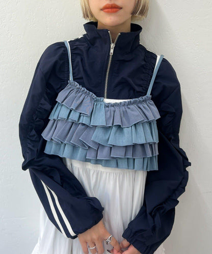 【w closet】荷葉邊吊帶背心