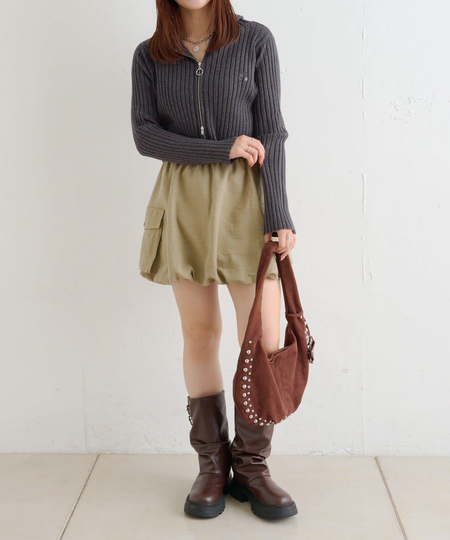 【w closet】WZIP連帽針織衫