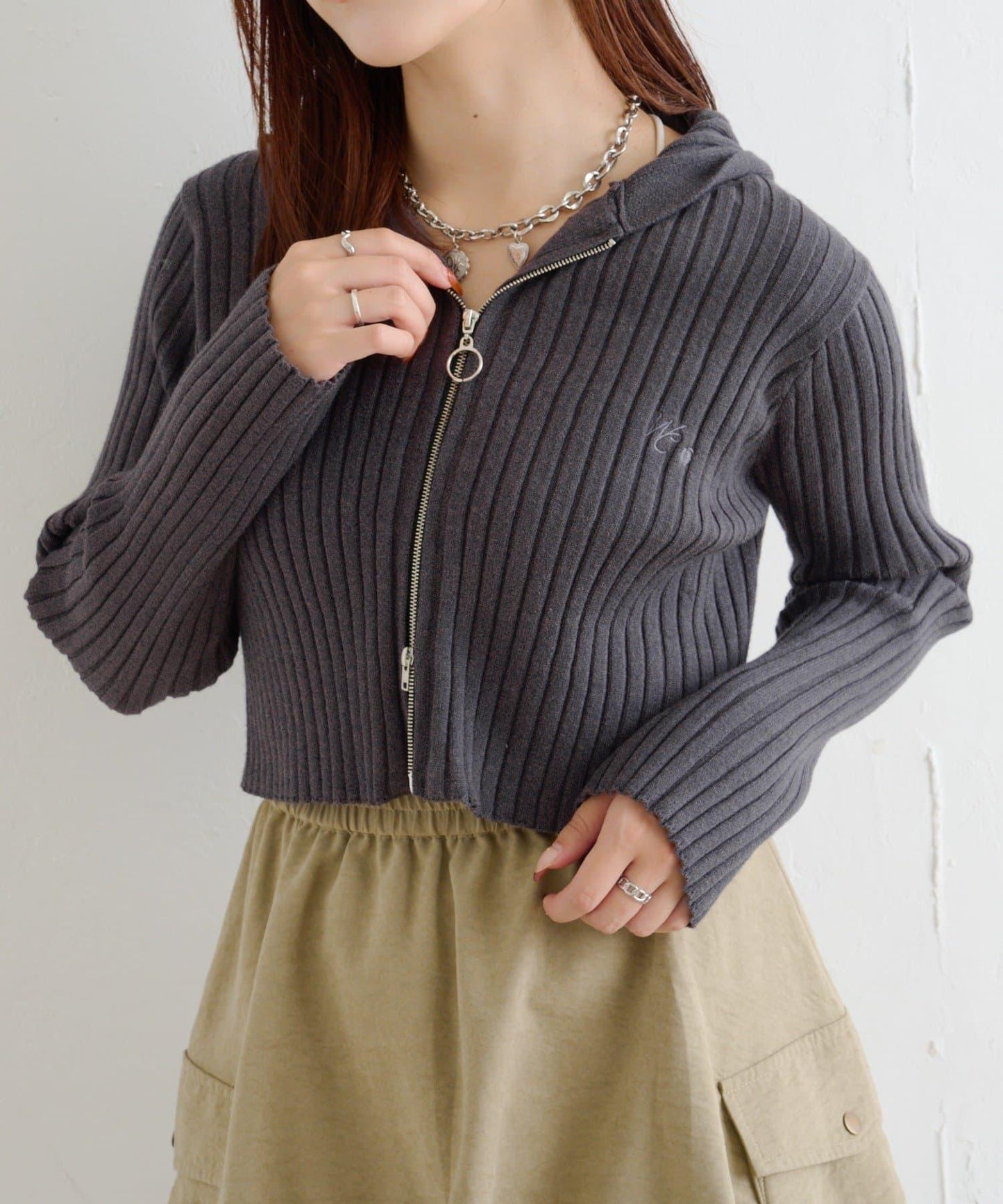 【w closet】WZIP連帽針織衫