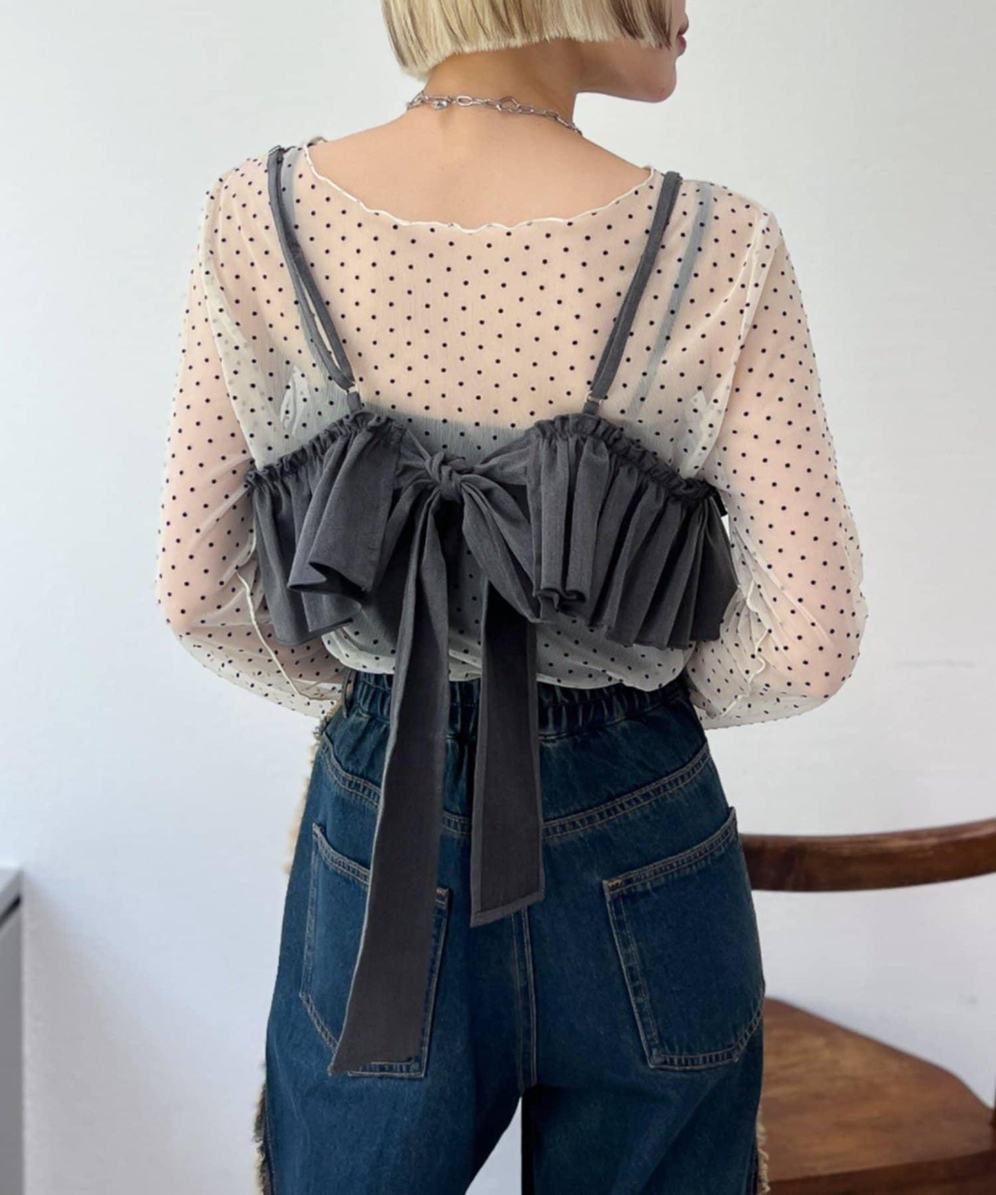 【w closet】荷葉邊吊帶背心