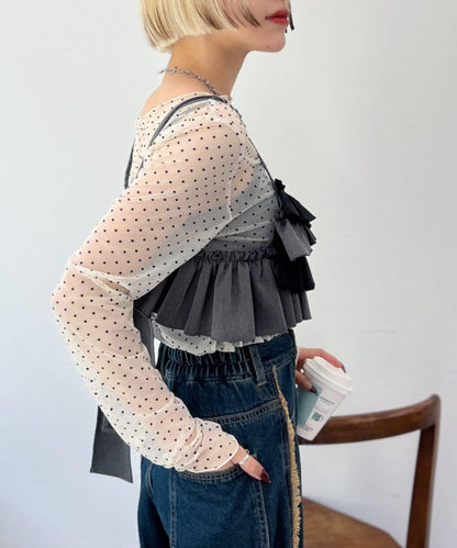 【w closet】荷葉邊吊帶背心