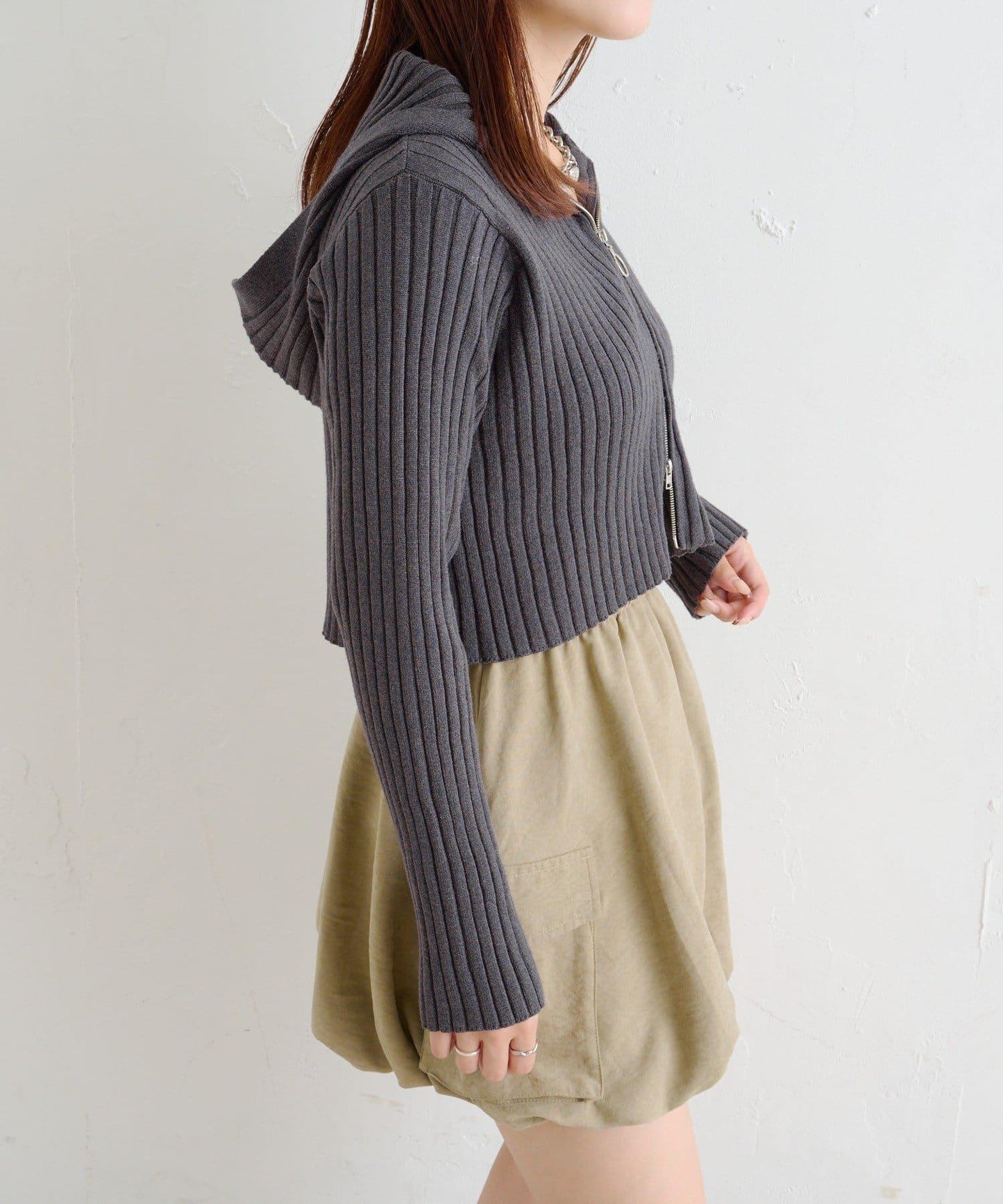 【w closet】WZIP連帽針織衫