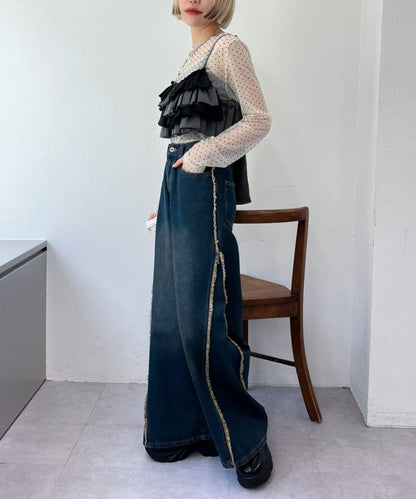 【w closet】荷葉邊吊帶背心