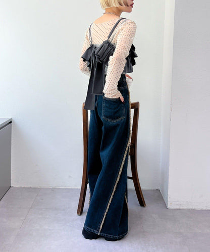 【w closet】荷葉邊吊帶背心