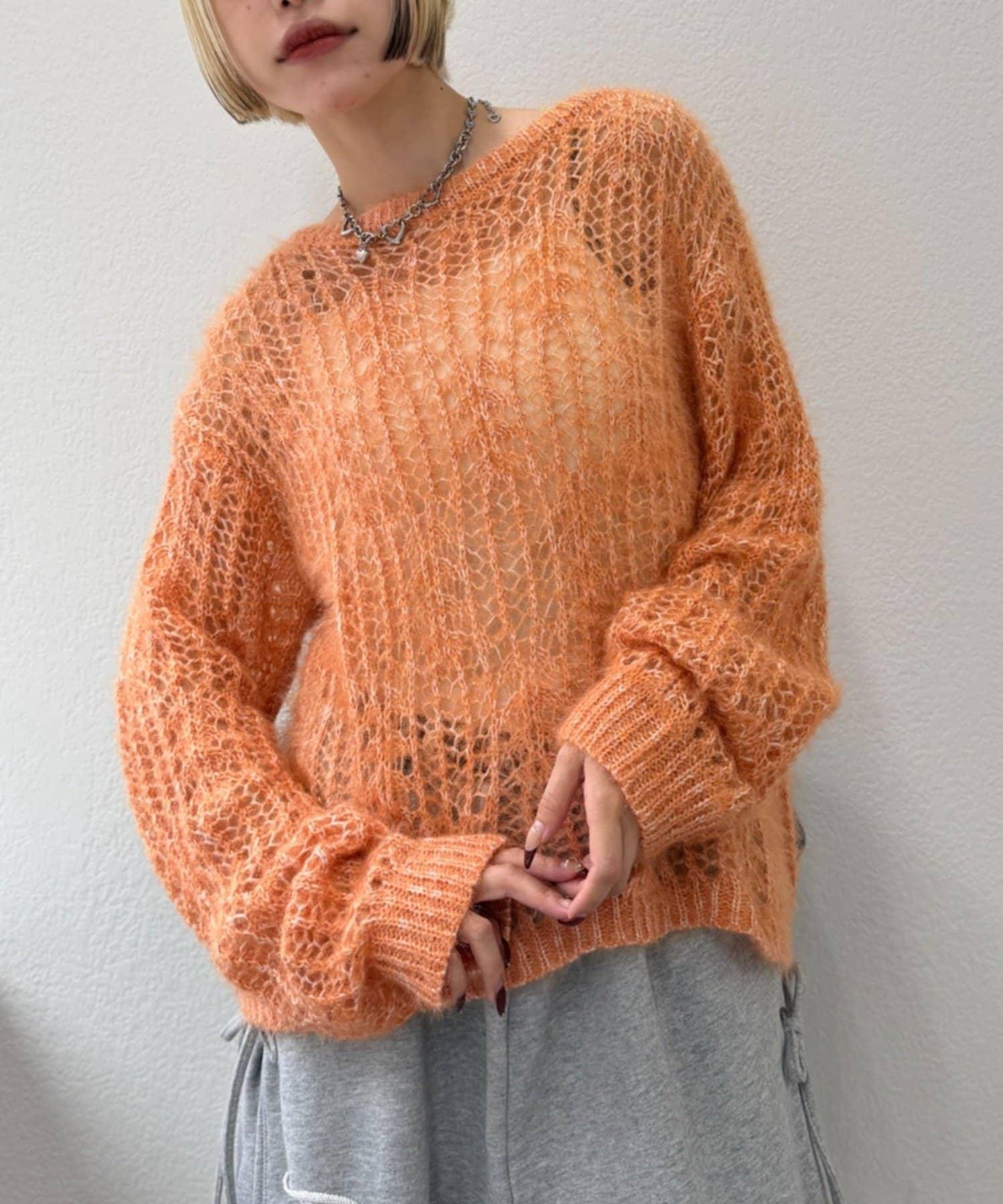 【w closet】透視亮絲針織衫