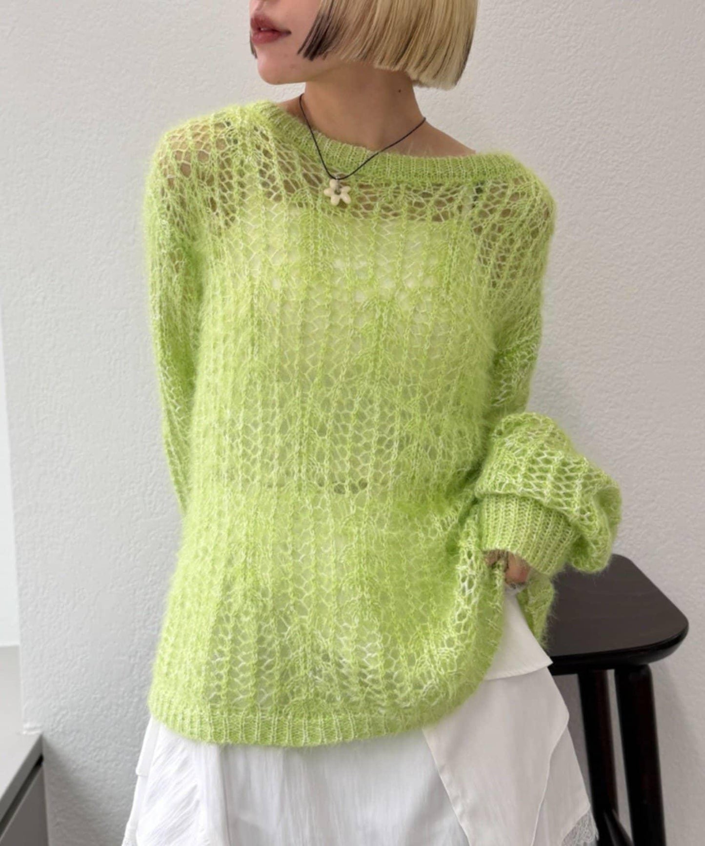 【w closet】透視亮絲針織衫