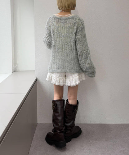 【w closet】透視亮絲針織衫