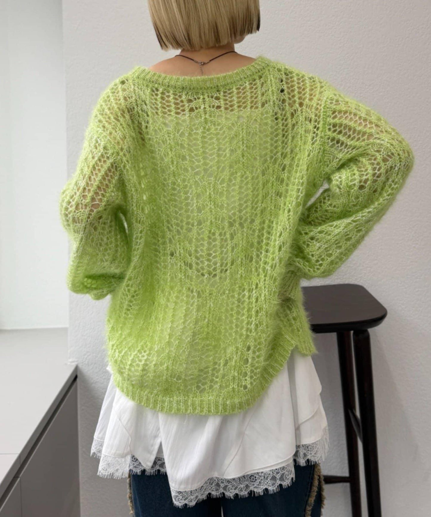 【w closet】透視亮絲針織衫