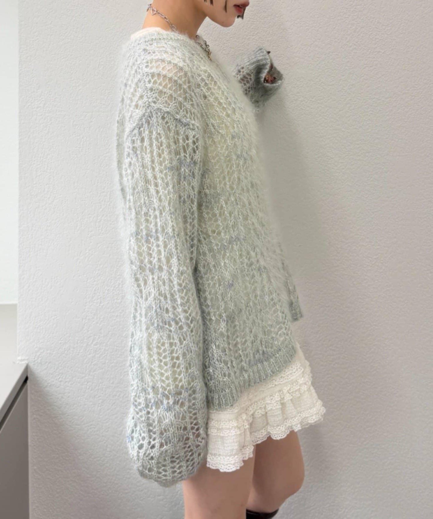 【w closet】透視亮絲針織衫